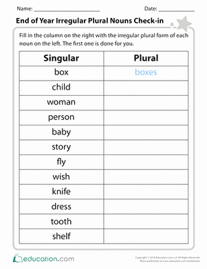 Irregular Plural Nouns Worksheet Fresh Irregular Plurals Plural Practice 1