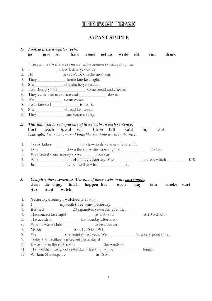 Irregular Verbs Worksheet Pdf Beautiful Past Tense Worksheets for Grade 2 – Devopstraining