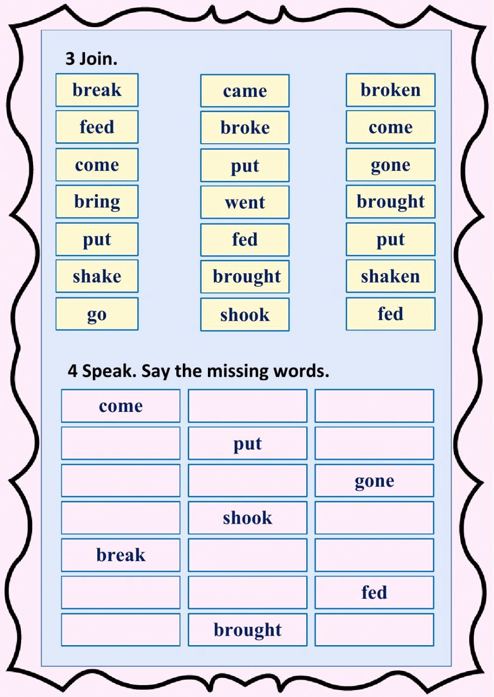 50 Irregular Verbs Worksheet Pdf