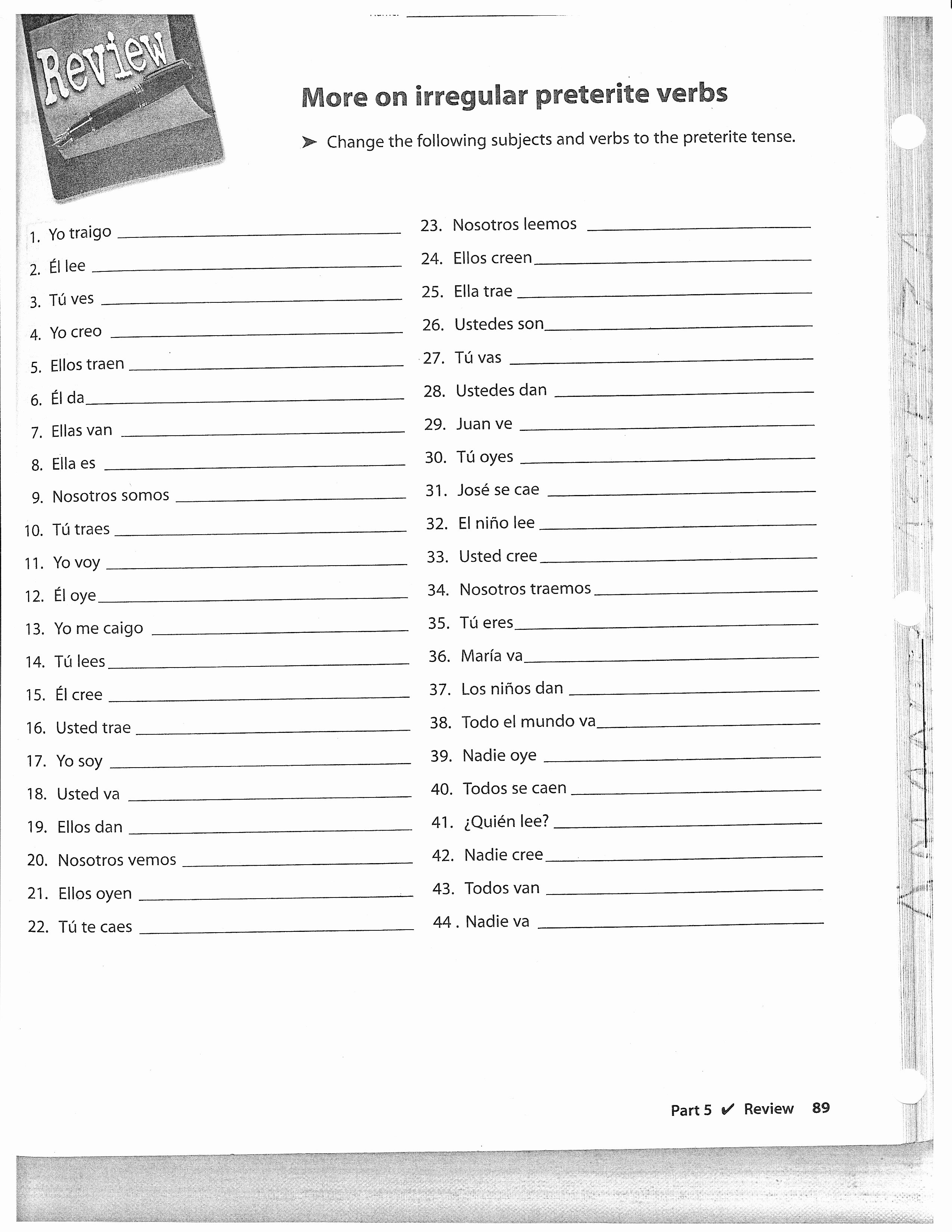 Irregular Verbs Worksheet Pdf Fresh Spanish Imperfect Worksheet Pdf 4th Quarter Spanish Ii
