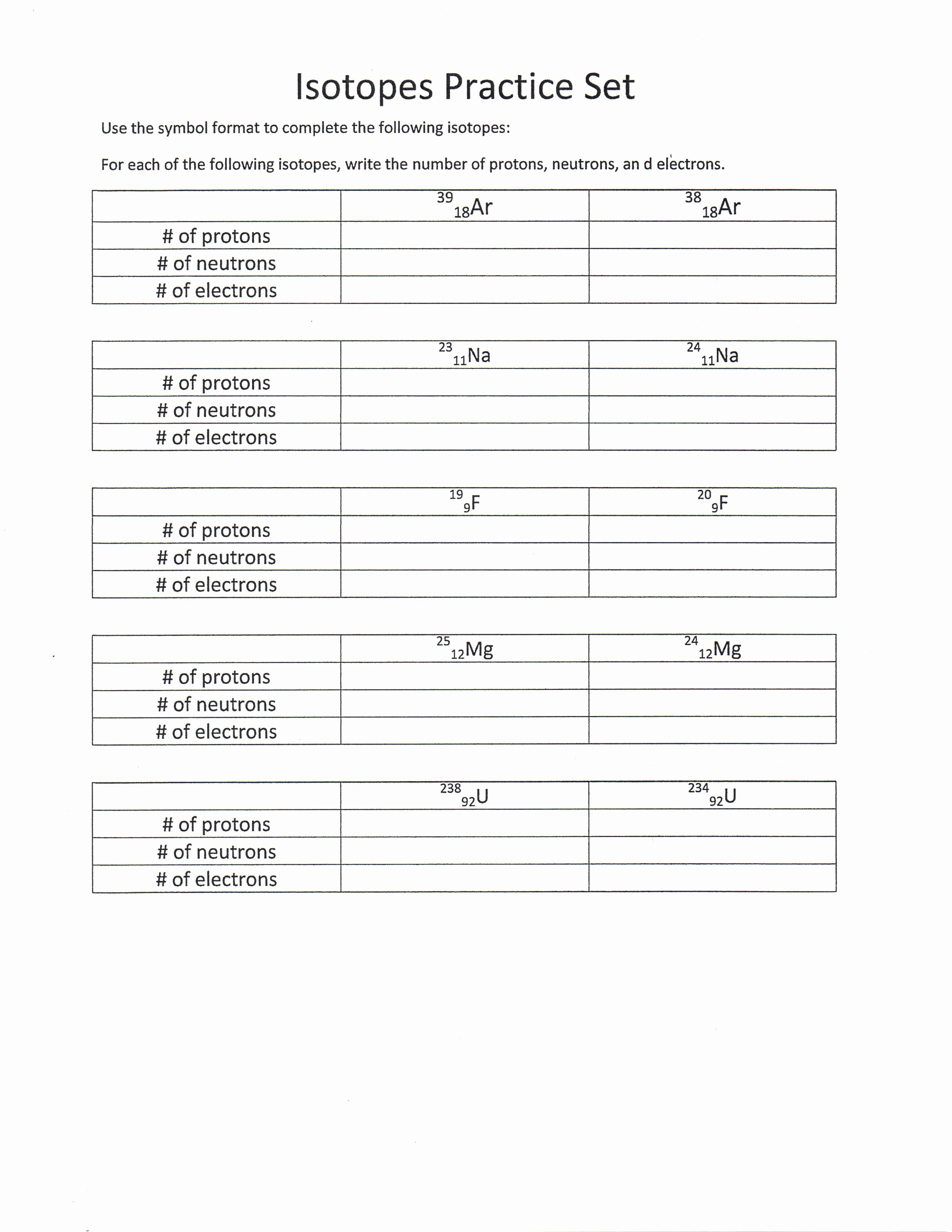 Isotope Practice Worksheet Answer Key Fresh Worksheet isotope Problems