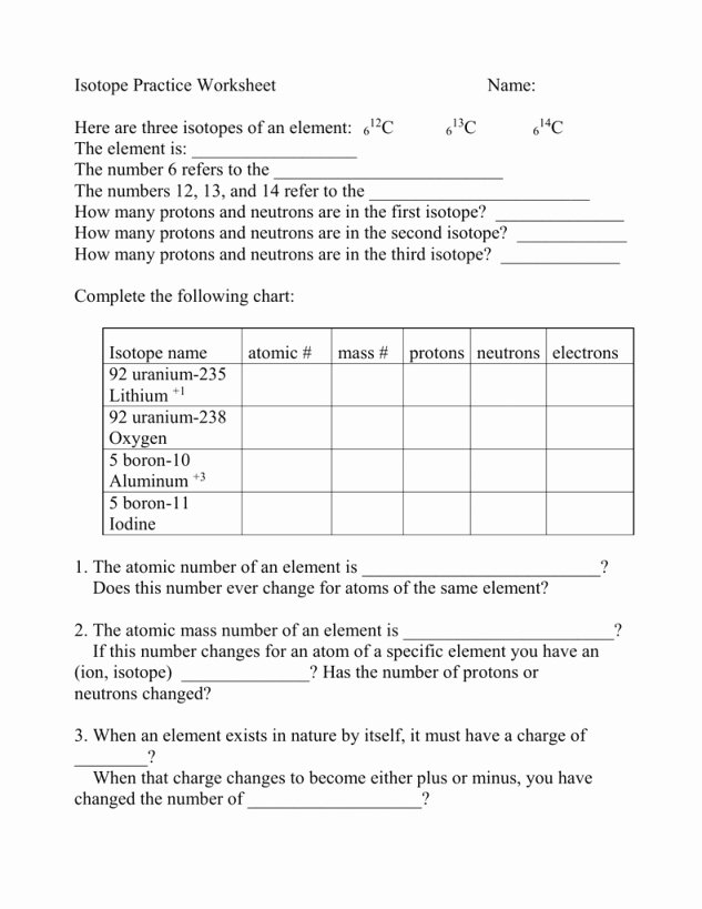 Isotope Practice Worksheet Answers Awesome isotope Practice Worksheet Answers