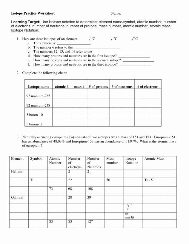 Isotope Practice Worksheet Answers Fresh isotope Practice Worksheet Answers