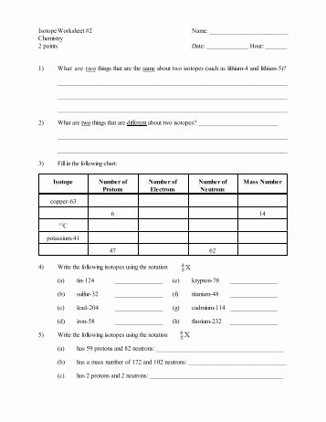 Isotope Practice Worksheet Answers Inspirational isotope and Ions Practice Worksheet Name