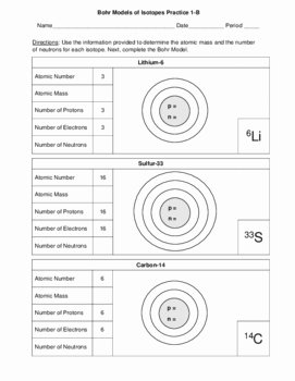 Isotope Practice Worksheet Answers Luxury Bohr Models Of isotopes 3 Worksheets 3 Skill Level