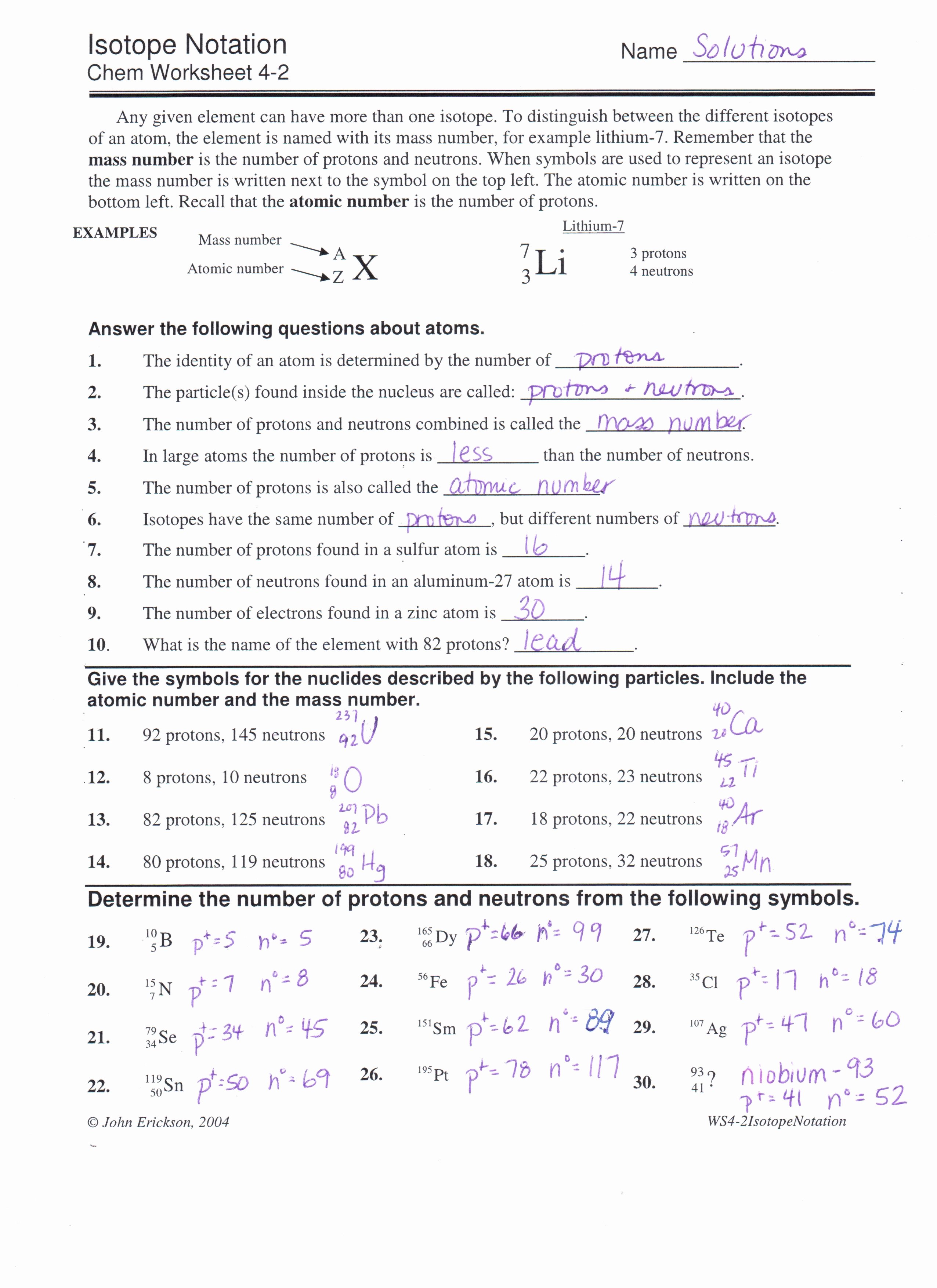 Isotopes Worksheet Answer Key Fresh Unit 2 Chapters 4 5 &amp; 6 Mrs Gingras Chemistry Page