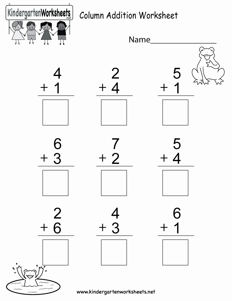 Kindergarten Math Worksheet Pdf Unique Column Addition Worksheet Free Kindergarten Math