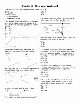 Kinematics Practice Problems Worksheet Luxury Physics 12 Projectile Motion Worksheet 2