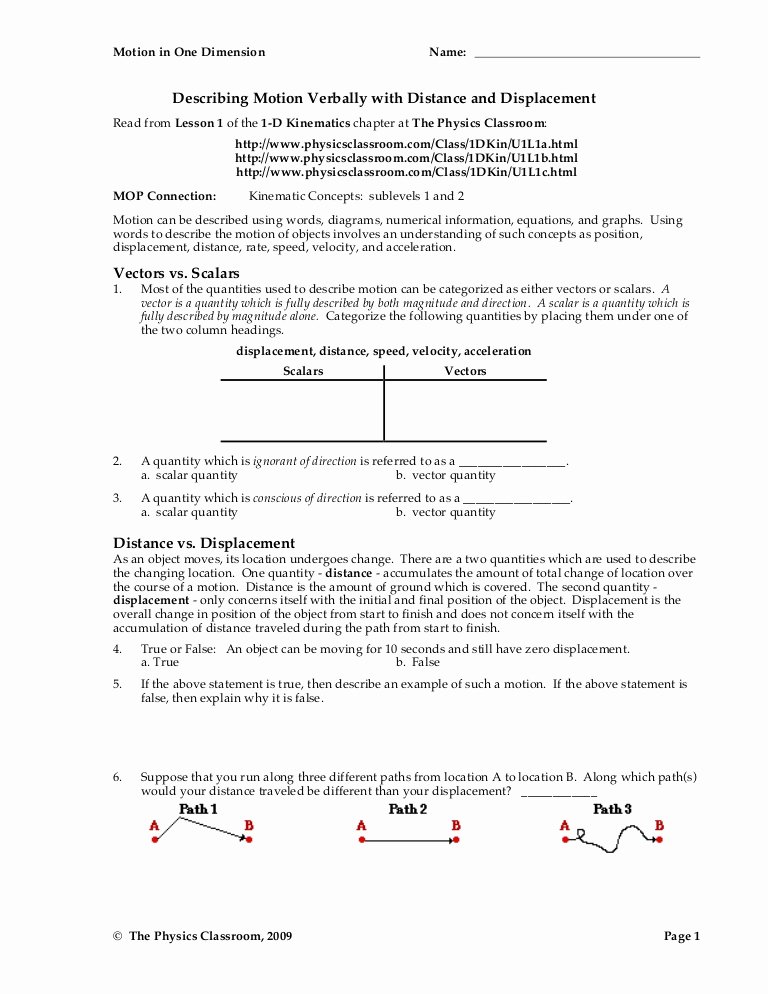 Kinematics Practice Problems Worksheet New 1d Motion Worksheet Packet