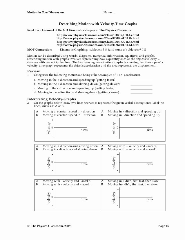 Kinematics Worksheet with Answers New Kinematics Motion Graph Worksheets the Best Worksheets