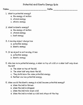 Kinetic and Potential Energy Worksheet Beautiful Teaching to Inspire In 5th Search Results for Potential