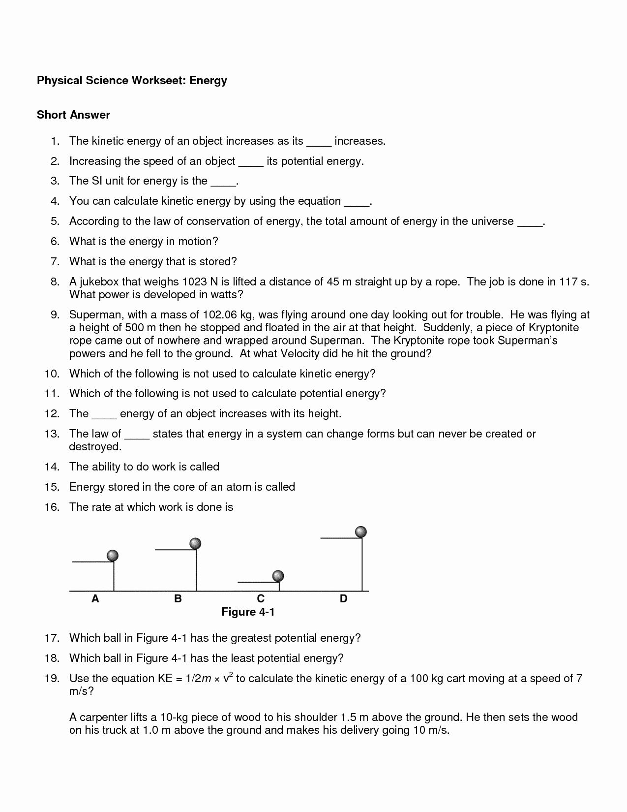 Kinetic and Potential Energy Worksheet Elegant Energy Worksheet Category Page 7 Worksheeto