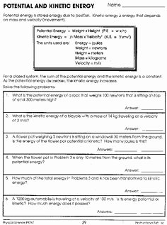 Kinetic and Potential Energy Worksheet Elegant Potential and Kinetic Energy Worksheet Answers