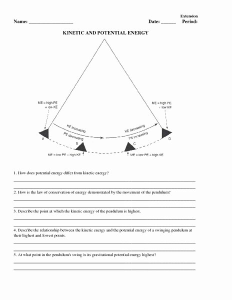Kinetic and Potential Energy Worksheet Inspirational Kinetic and Potential Energy Worksheet for 5th 8th Grade