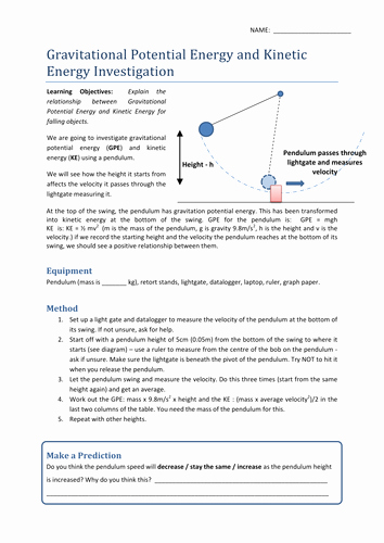 Kinetic and Potential Energy Worksheet Lovely Uhf Science Resources Teaching Resources Tes