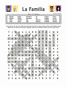 La Familia Worksheet In Spanish Awesome La Familia Extended Family Spanish Family Word Search