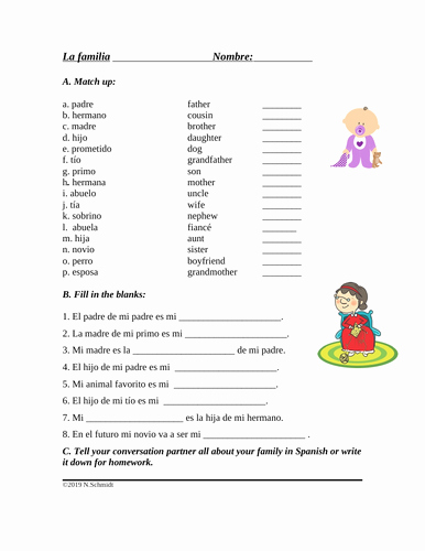 La Familia Worksheet In Spanish Best Of La Familia Spanish Worksheet On the Family by Ninatutor