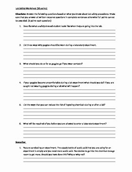Lab Equipment Worksheet Answer Key Inspirational Lab Safety Worksheet by Interactive Math and Chemistry