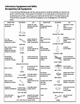 Lab Equipment Worksheet Answers Elegant Laboratory Equipment Reference Chart Over 30 Apparatus