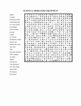 Lab Equipment Worksheet Answers Unique Science Laboratory Equipment Wordsearch by