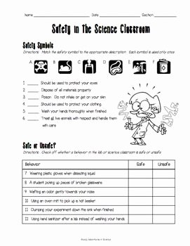 Lab Safety Symbols Worksheet Awesome Safety In the Science Classroom Worksheet