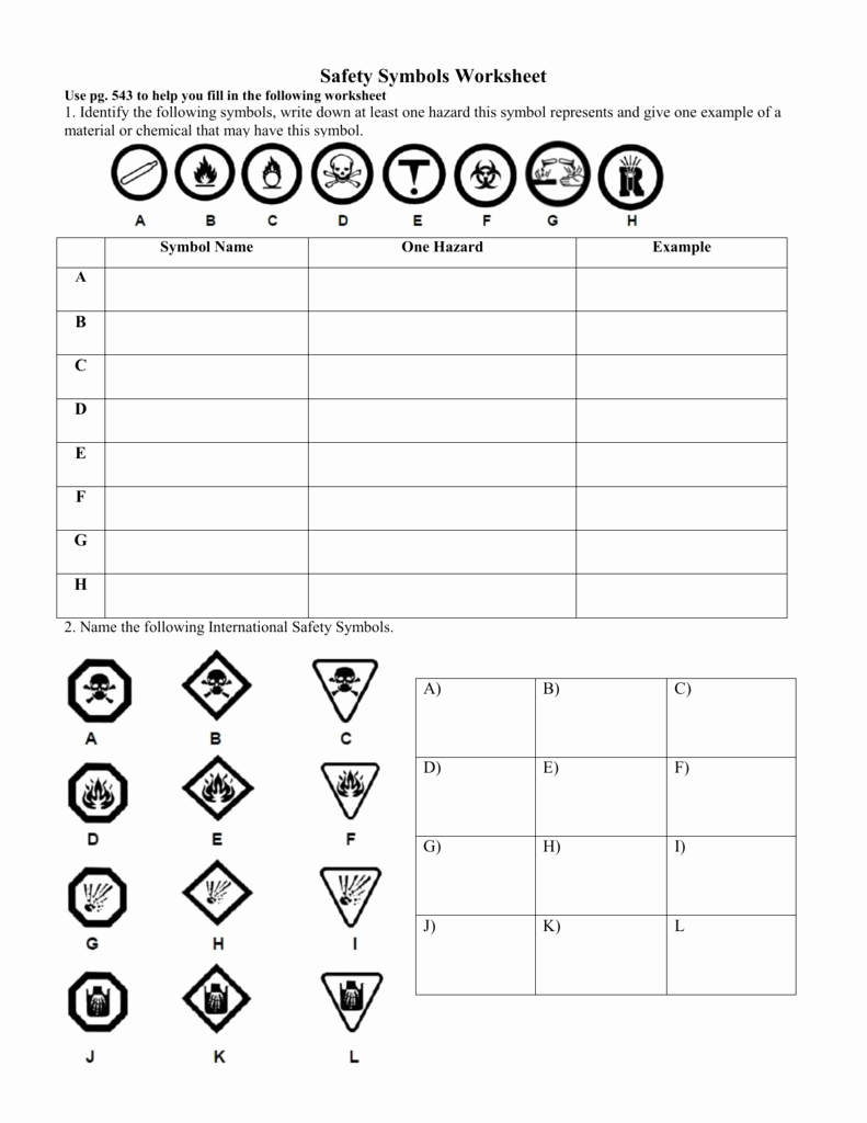 Lab Safety Symbols Worksheet