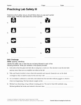 Lab Safety Symbols Worksheet Unique Practicing Lab Safety Iii Printable 6th 12th Grade