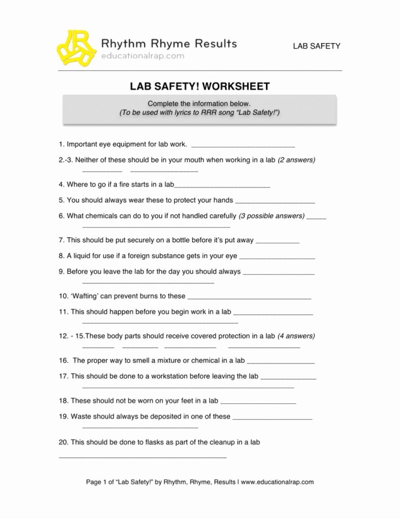 Lab Safety Worksheet Answer Key Beautiful Simple Lab Safety Worksheet E Example From 3 Popular Lab