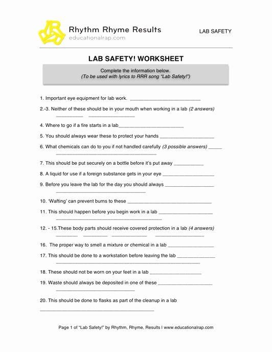 50 Lab Safety Worksheet Answer Key