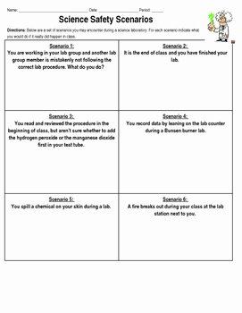 Lab Safety Worksheet Answer Key Inspirational Science Lab Safety Scenarios by Kerry S Chemistry Corner