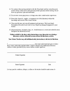 Lab Safety Worksheet Answers Unique Science Lab Safety Contract Lab Safety Worksheet and