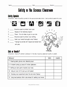 Lab Safety Worksheet Pdf Elegant Safety In the Science Classroom Worksheet by Adventures In