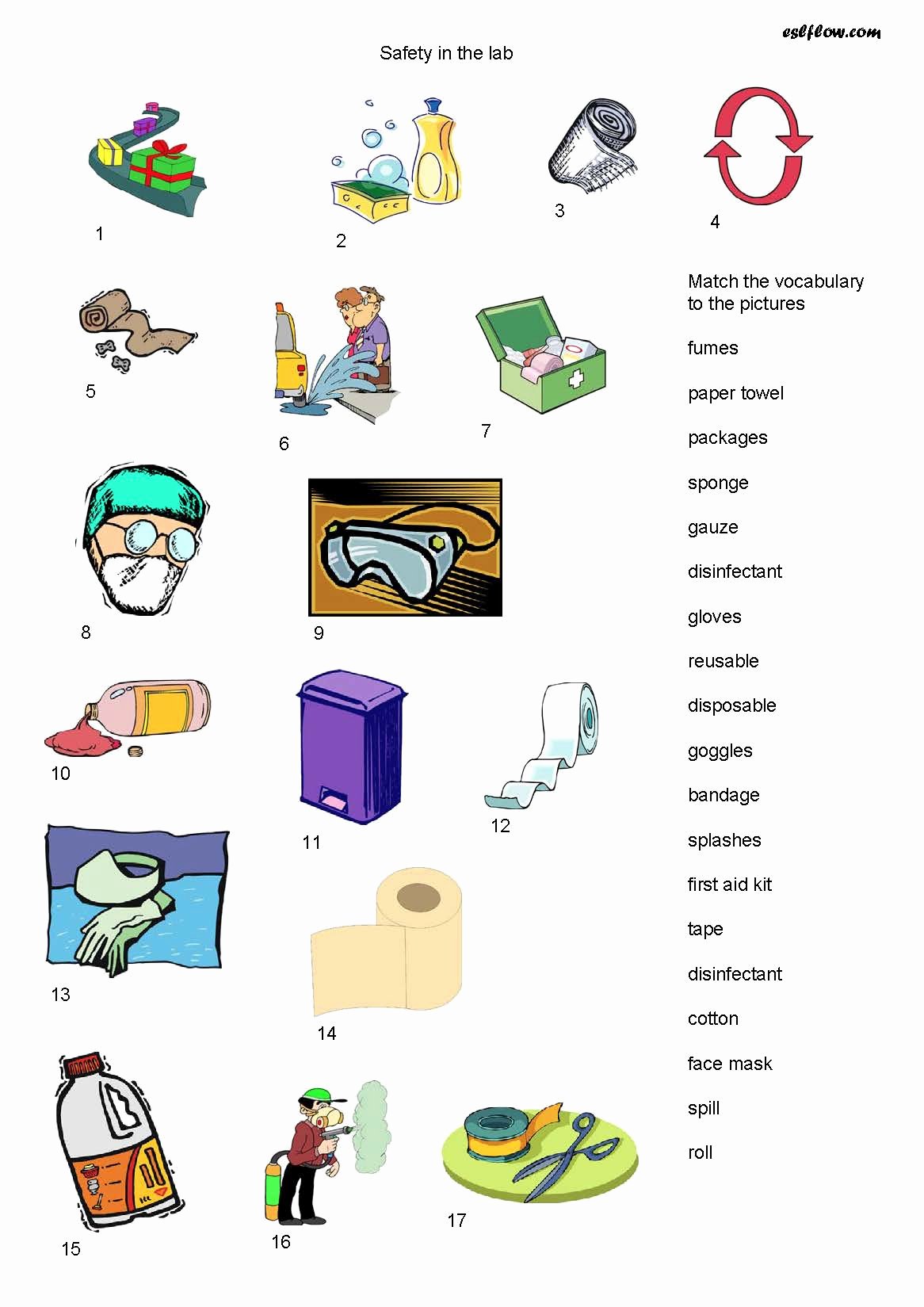 Lab Safety Worksheet Pdf Unique Safety Equipment Vocabulary Worksheet Eslflow