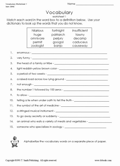 Language Of Science Worksheet Unique Vocabulary Fun Grade 3 4 Vocabulary Worksheet