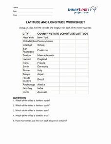 Latitude and Longitude Worksheet Answers Beautiful Project Map Latitude and Longitude Worksheet 6th 10th