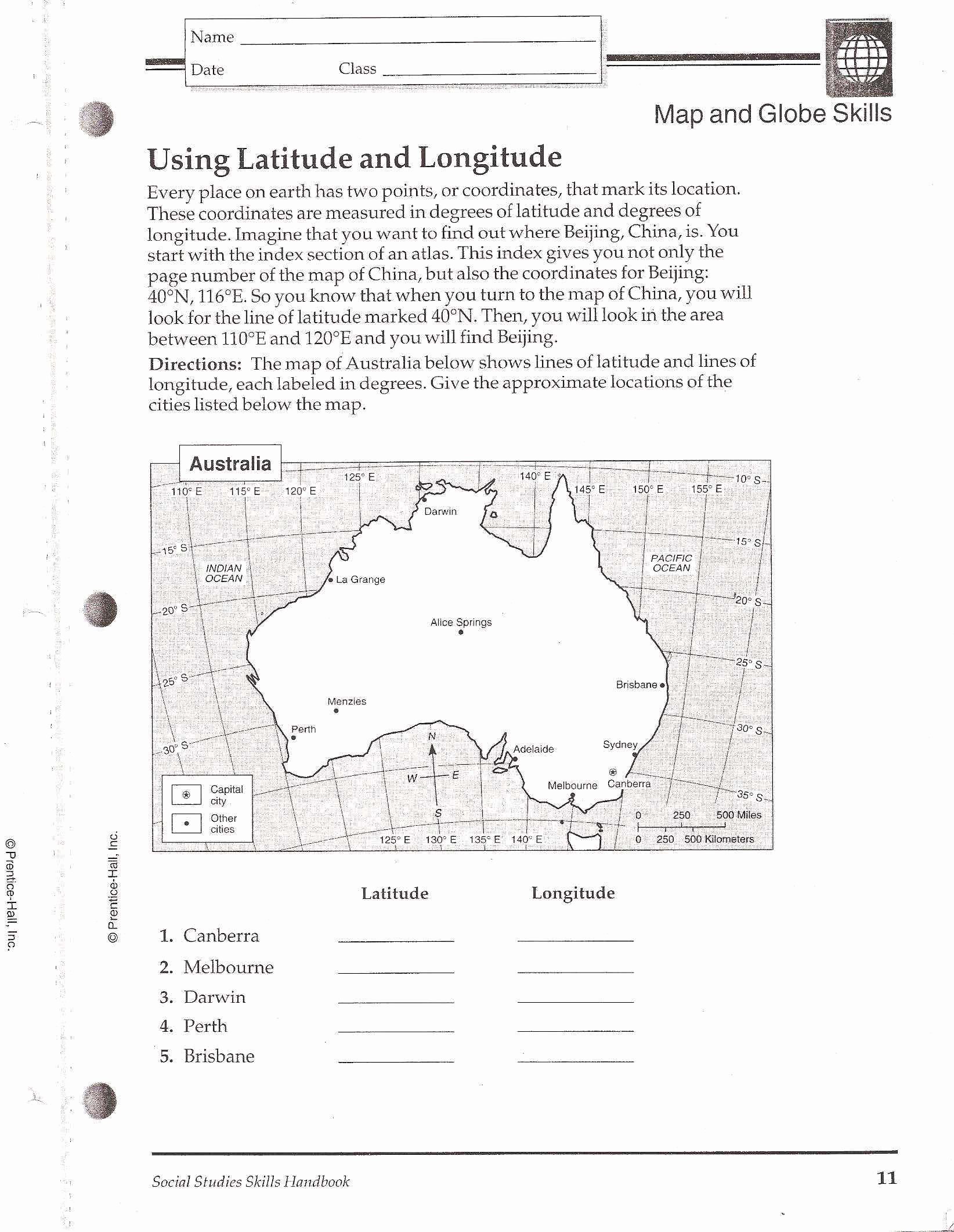 Latitude and Longitude Worksheet Answers Beautiful social Stu S Skills