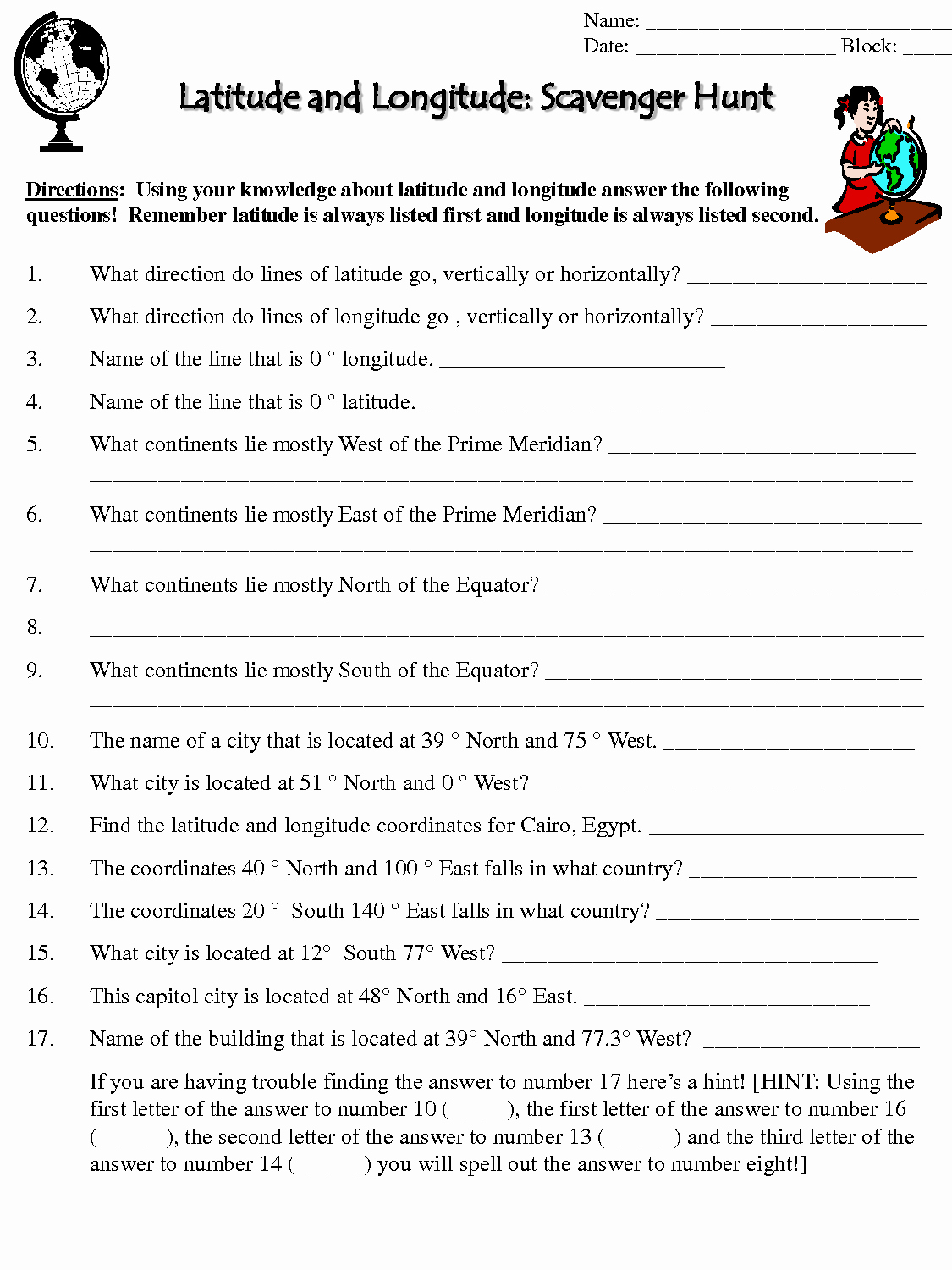 Latitude and Longitude Worksheet Answers Fresh 15 Best Of Map Directions Worksheet Following