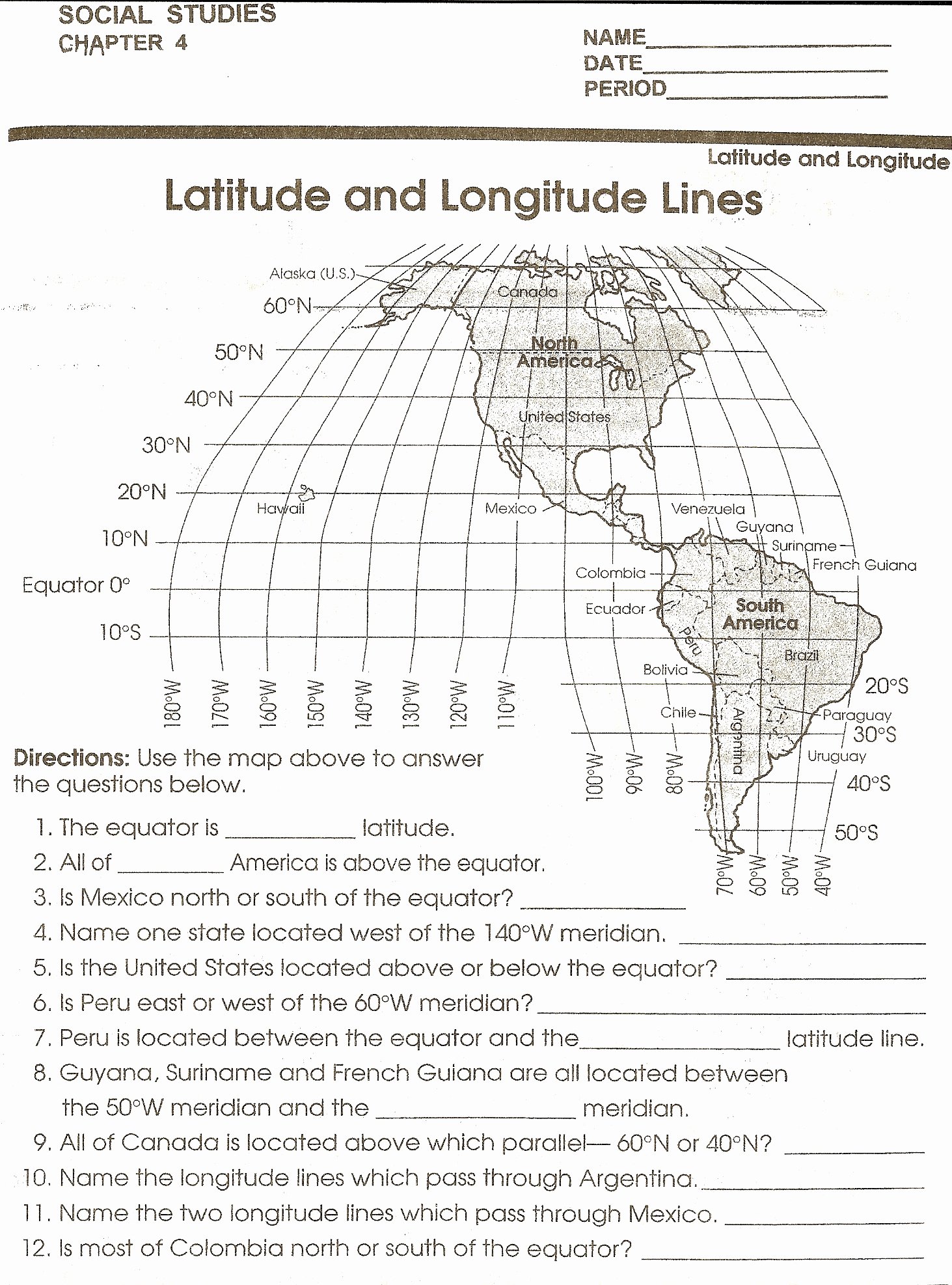 Latitude and Longitude Worksheet Answers Fresh social Stu S Skills