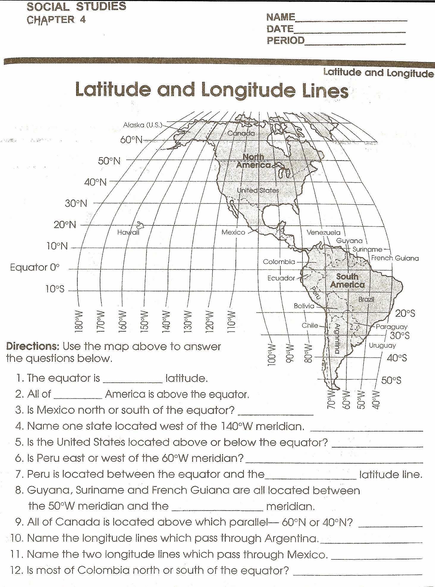 50 Latitude And Longitude Worksheet Answers