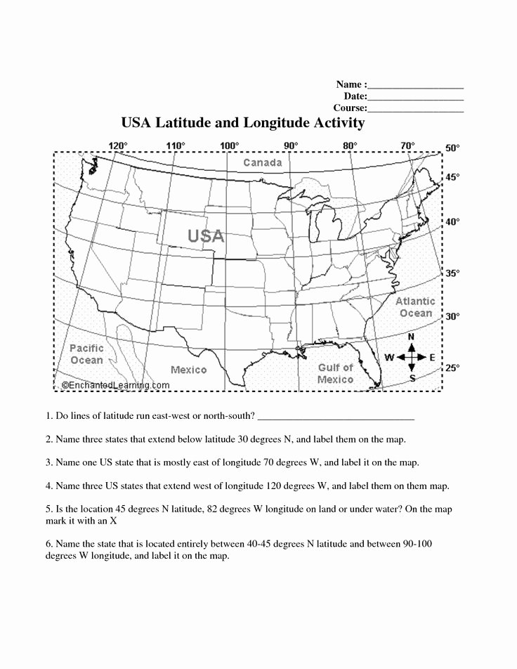 Latitude and Longitude Worksheet Answers Inspirational Longitude and Latitude Printable Worksheet