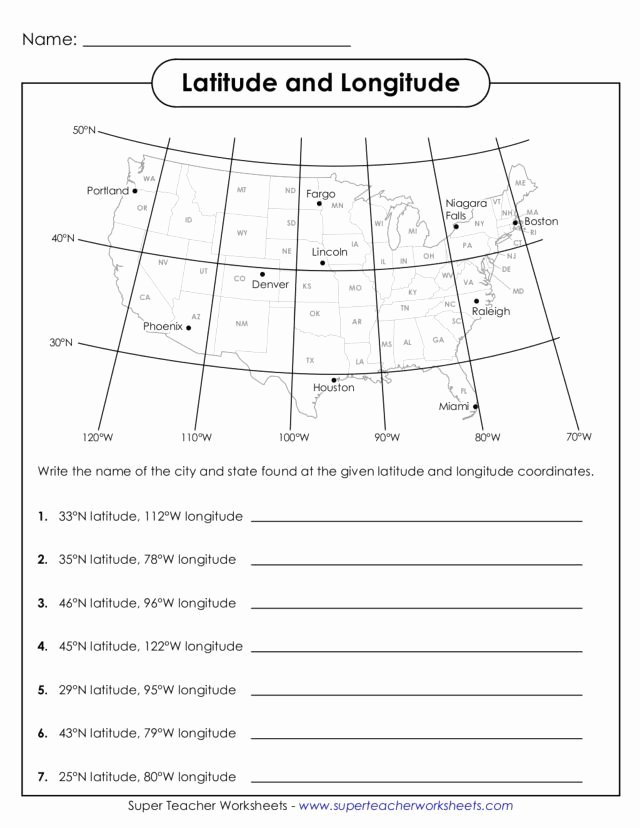 Latitude and Longitude Worksheet Answers Lovely Latitude and Longitude Practice Worksheet softagni