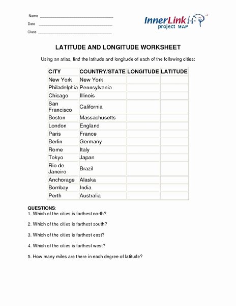 Latitude and Longitude Worksheet Answers New Project Map Latitude and Longitude Worksheet Worksheet