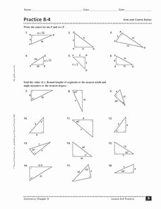 Law Of Cosines Worksheet Inspirational Practice 8 4 Sine and Cosine Ratios Worksheet for 10th