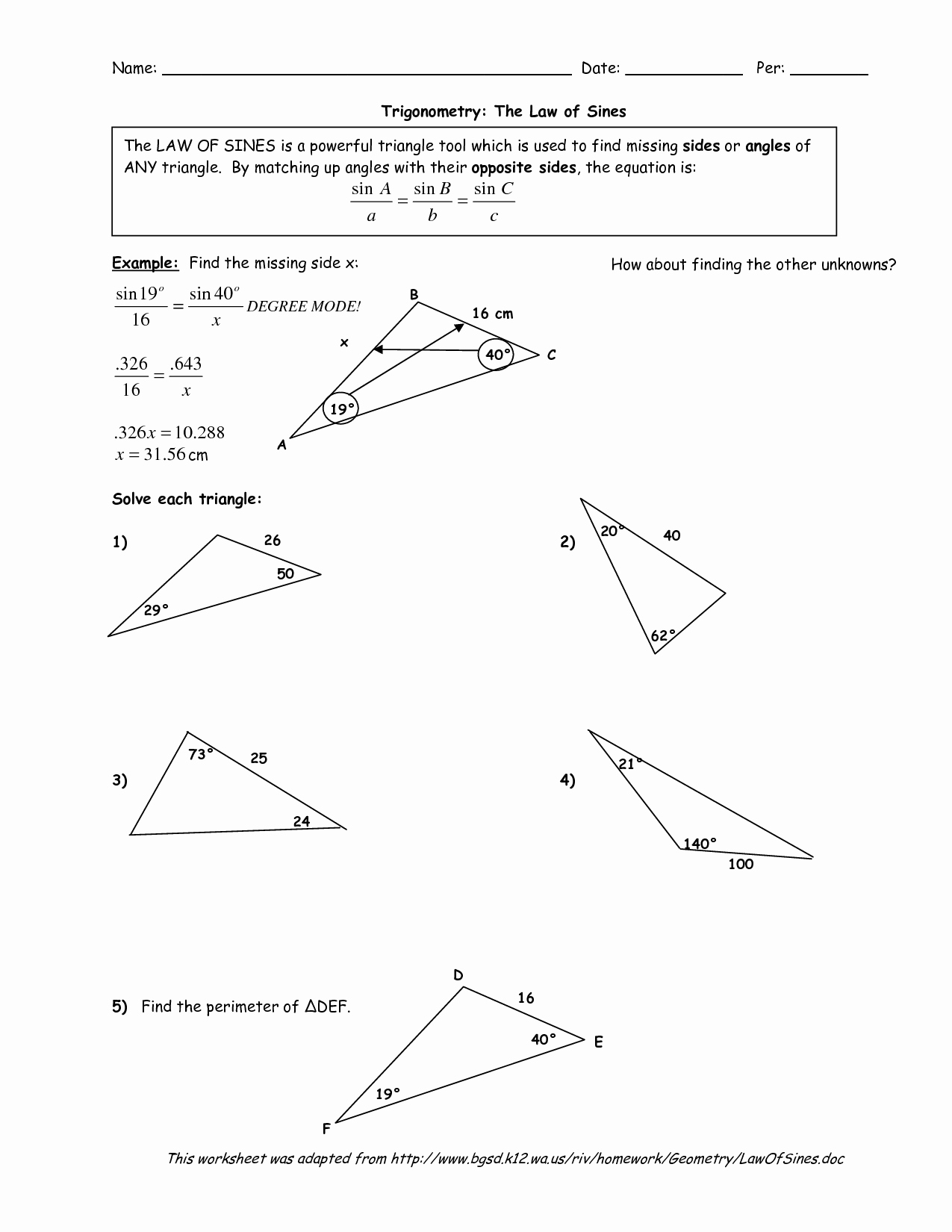 Law Of Sines Worksheet Answers Awesome 8 Best Of Law Sines Worksheet Answers Law Of