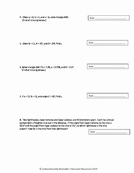 Law Of Sines Worksheet Answers Beautiful Practice with Law Of Sines and Law Of Cosines Worksheet
