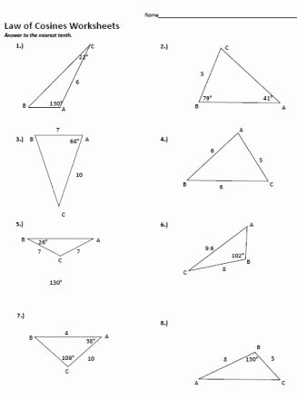 Law Of Sines Worksheet Answers Fresh Law Of Cosine to Figure area Of A Triangle