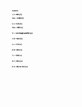 Law Of Sines Worksheet Best Of Law Of Sines and Cosines Practice Worksheet with Answer