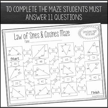Law Of Sines Worksheet Elegant Law Of Sines and Law Of Cosines Maze Worksheet by Amazing