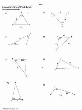 Law Of Sines Worksheet Inspirational Sin and Cosine Worksheets