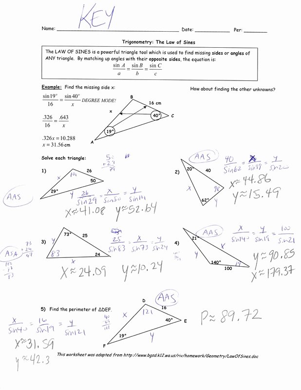 Law Of Sines Worksheet Unique Hw 12 9 14 Math with Ms Roach